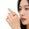 Hyacinth red oil-dripping pearl ring for women, a niche design with a high-end feel, is a fashionable and skin-whitening ring for the New Year 2026 Specification image